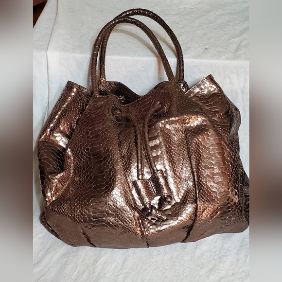 Python Hobo Shoulderbag by Carlos Falchi. - Picture 1 of 9